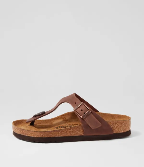Women BIRKENSTOCK Gizeh Oiled W Habana Oiled Leather Thongs