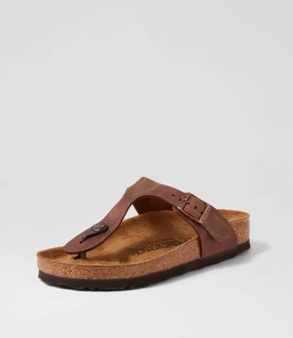 Women BIRKENSTOCK Gizeh Oiled W Habana Oiled Leather Thongs