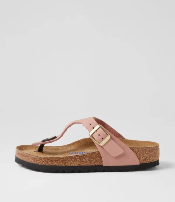 Women BIRKENSTOCK Gizeh Sfb Old Rose Nubuck Thongs