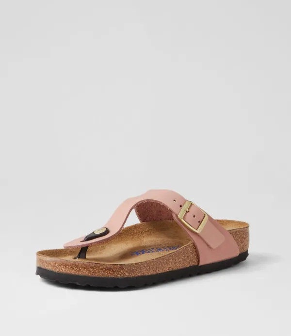 Women BIRKENSTOCK Gizeh Sfb Old Rose Nubuck Thongs