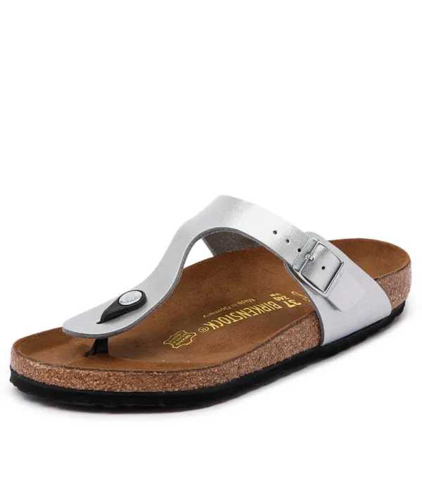 Women BIRKENSTOCK Gizeh Silver Birkoflor