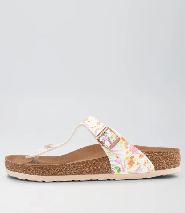 Women BIRKENSTOCK Gizeh Vegan Rose Multi Birkoflor Slides