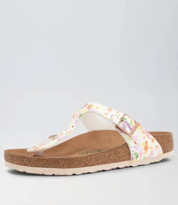 Women BIRKENSTOCK Gizeh Vegan Rose Multi Birkoflor Slides