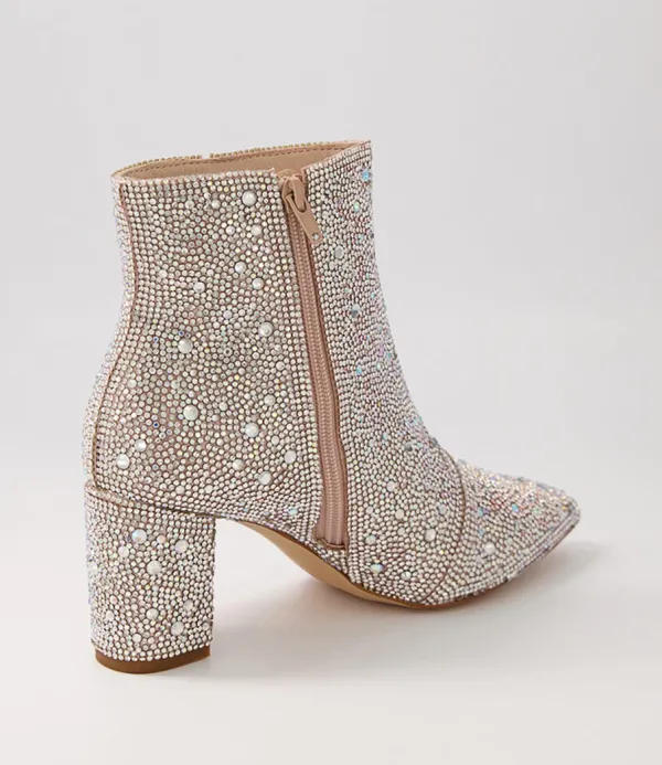 Women DJANGO & JULIETTE Glister Silver Jewel Fabric Ankle Boots