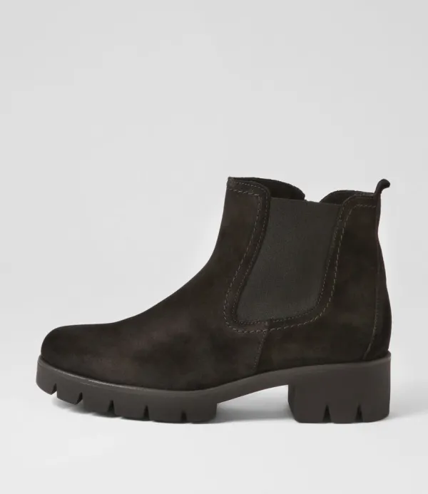 Women GABOR Gluck Schwarz Suede Chelsea Boots