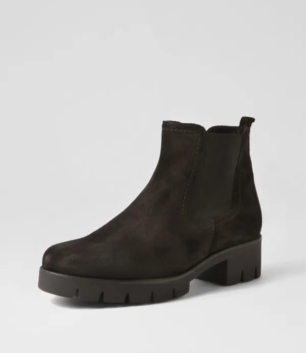 Women GABOR Gluck Schwarz Suede Chelsea Boots