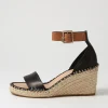 Women TOP END Gonice Black Tan Leather Espadrilles