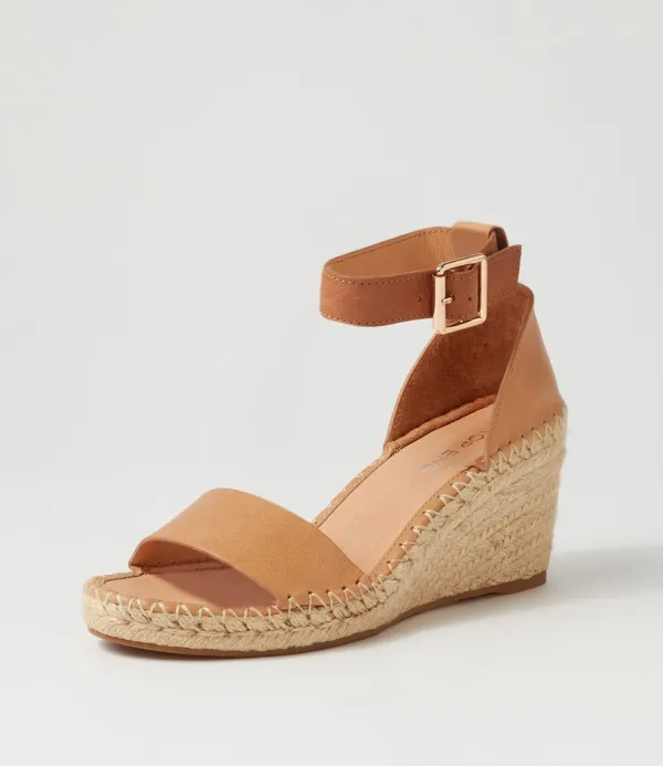 Women TOP END Gonice Cappuccino Tan Leather Espadrilles
