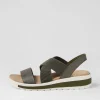 Women ZIERA Grandys W Olive Leather Elastic Sandals