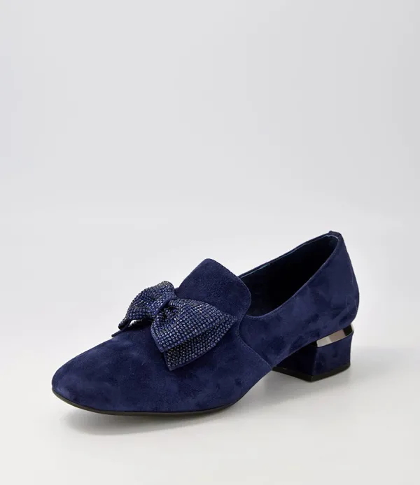 Women DJANGO & JULIETTE Grenada Navy Suede Jewels Heels
