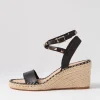 Women TOP END Guicey Black Leather Espadrilles