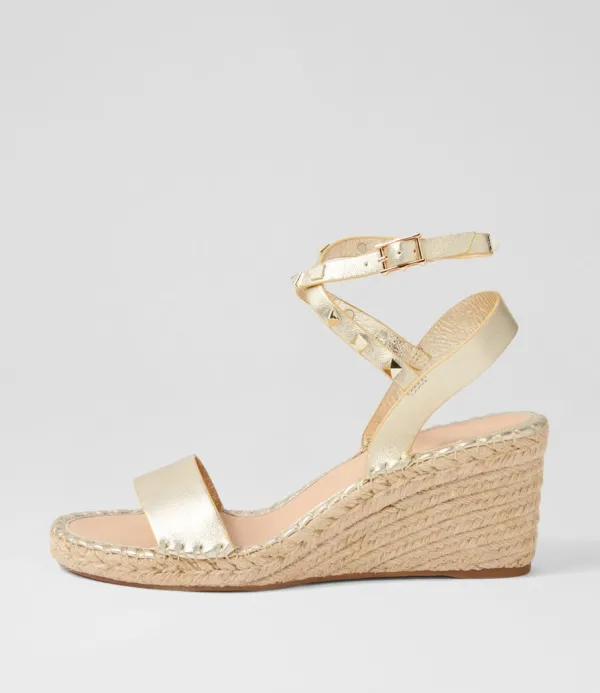 Women TOP END Guicey Pale Gold Leather Espadrilles