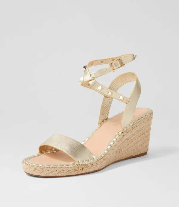 Women TOP END Guicey Pale Gold Leather Espadrilles