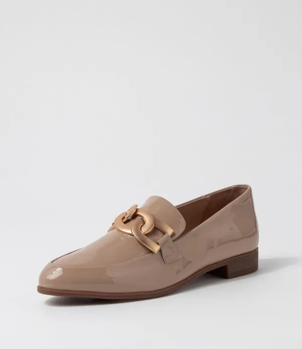 Women DJANGO & JULIETTE Gumper Dark Cafe Patent Leather Loafers