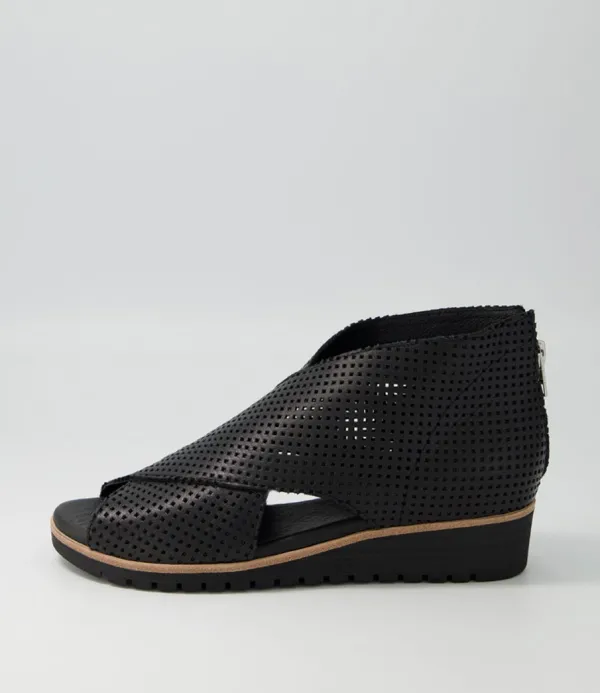 Women TOP END Gwisse Black Leather Sandals Bs