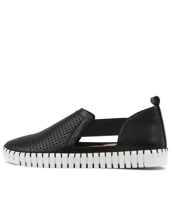 Women DJANGO & JULIETTE Habiki Black Leather Sneakers Ws