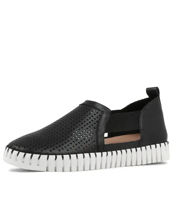 Women DJANGO & JULIETTE Habiki Black Leather Sneakers Ws