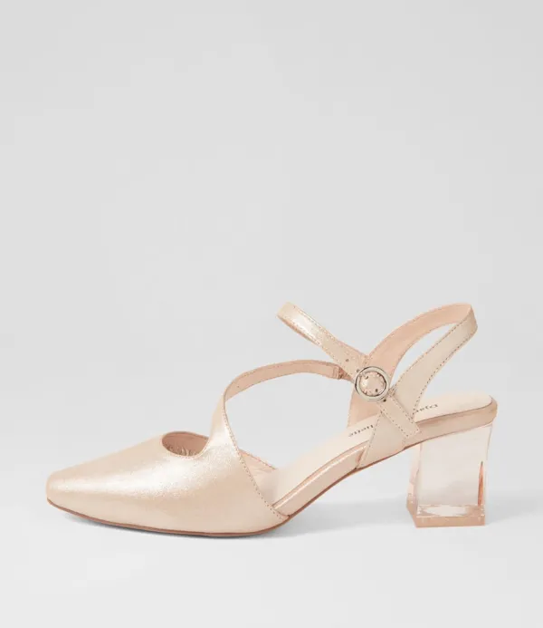 Women DJANGO & JULIETTE Halian Nude Shimmer Leather Heels