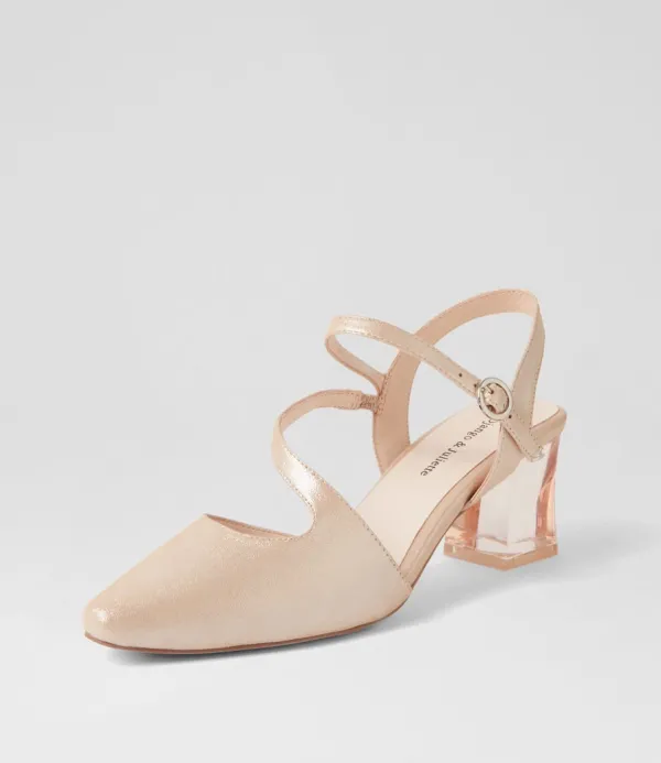Women DJANGO & JULIETTE Halian Nude Shimmer Leather Heels