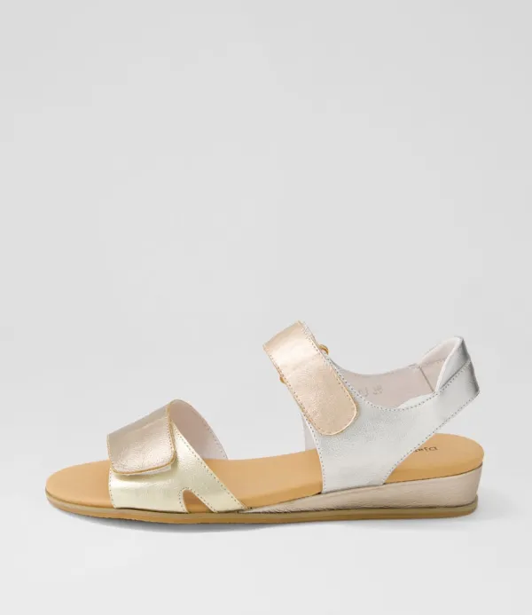 Women DJANGO & JULIETTE Halima Champagne Gold Multi Sandals