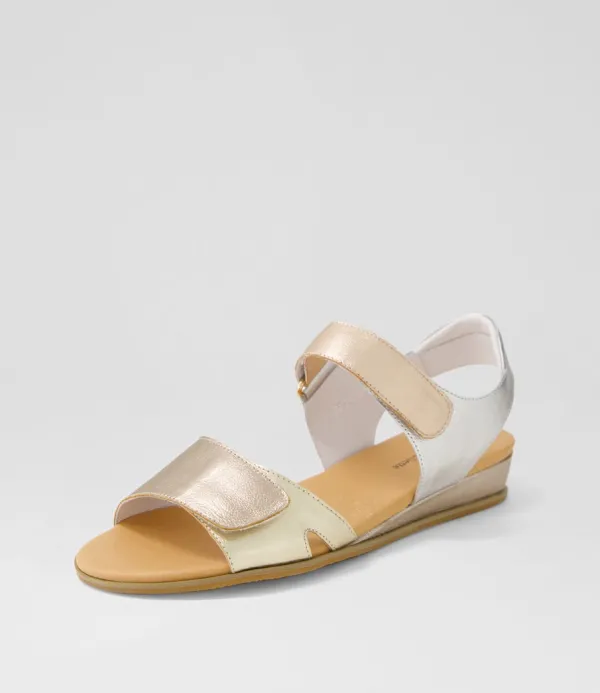 Women DJANGO & JULIETTE Halima Champagne Gold Multi Sandals