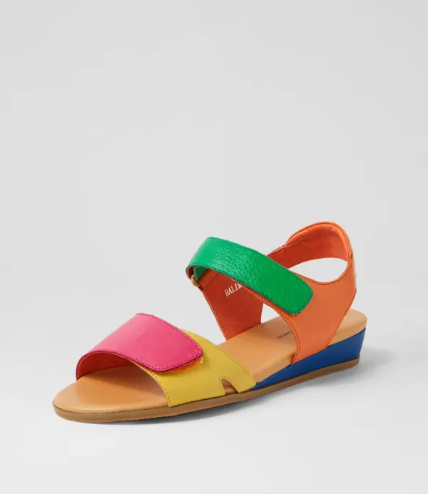 Women DJANGO & JULIETTE Halima Fuchsia Yellow Multi Sandals