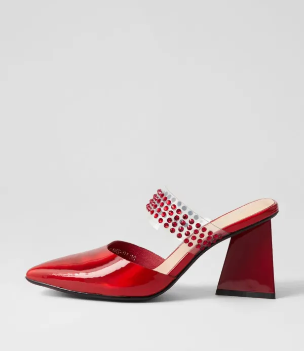 Women DJANGO & JULIETTE Hallams Red Mirror Patent Heels