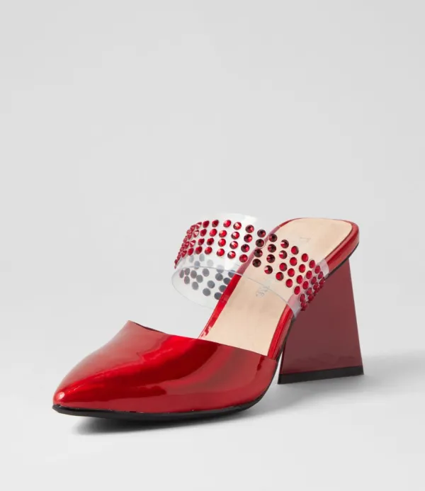 Women DJANGO & JULIETTE Hallams Red Mirror Patent Heels