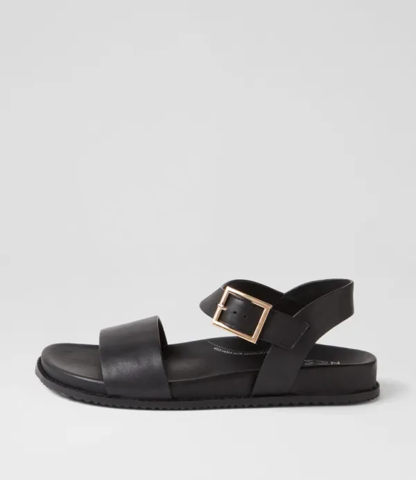 Women ZIERA Hammil W Black Leather Sandals