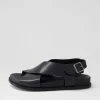 Women ZIERA Hanako W Black Leather Sandals