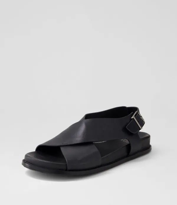 Women ZIERA Hanako W Black Leather Sandals