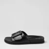 Women ZIERA Hanyu W Black Leather Slides