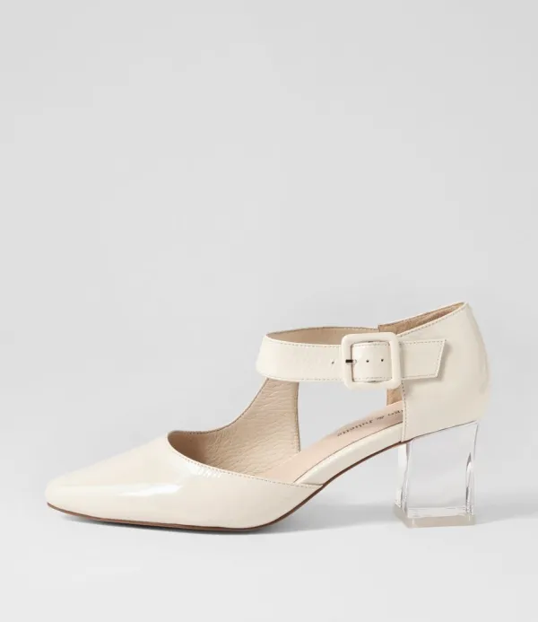 Women DJANGO & JULIETTE Happie Ivory Patent Leather Heels