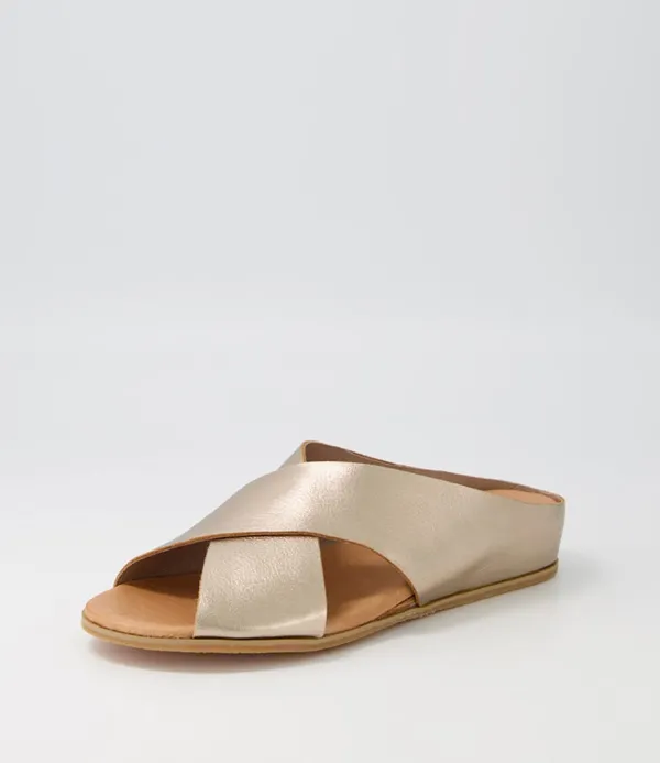 Women DJANGO & JULIETTE Harli Champagne Leather Slides