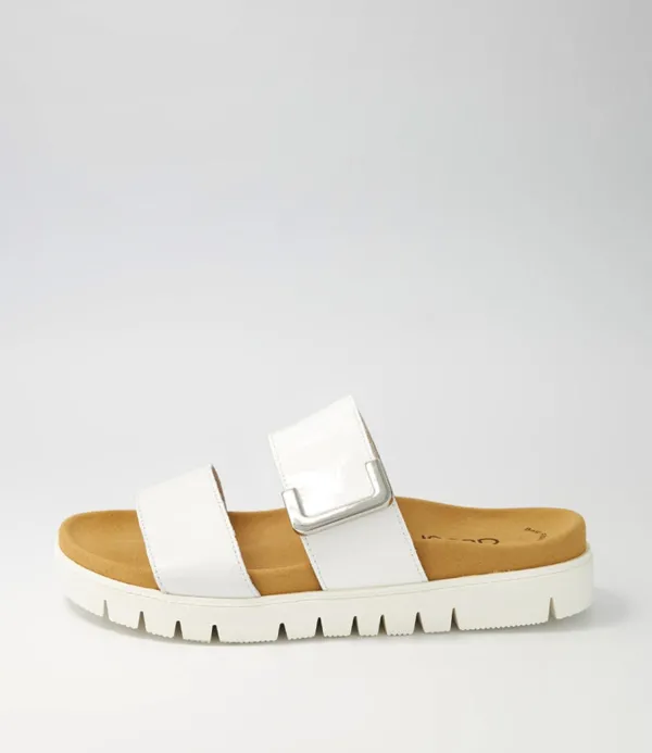Women GABOR Harper Weiss Patent Leather Slides