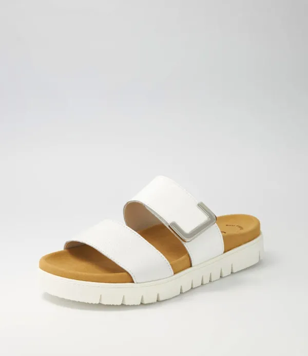 Women GABOR Harper Weiss Patent Leather Slides