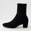 Women DJANGO & JULIETTE Hartful Black Stretch Microsuede Ankle Boots
