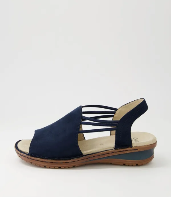 Women ARA Hawaii 41 Navy Fabric Slides