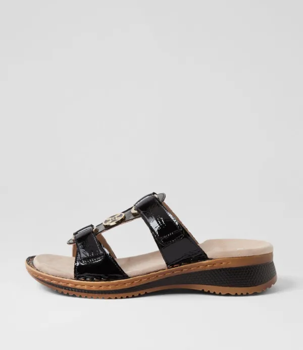 Women ARA Hawaii 3 Schwarz Leather Sandals