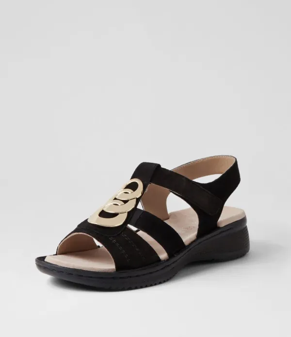 Women ARA Hawaii 11 Schwarz Suede Sandals