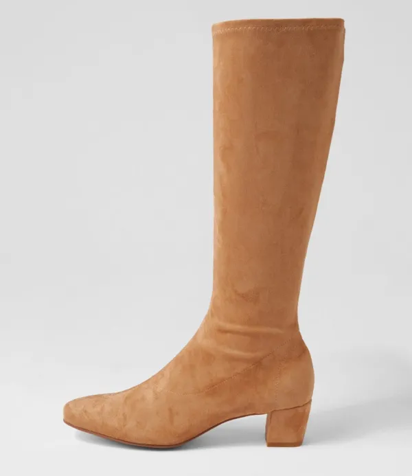 Women DJANGO & JULIETTE Hayleys Sandy Stretch Microsuede Knee High Boots