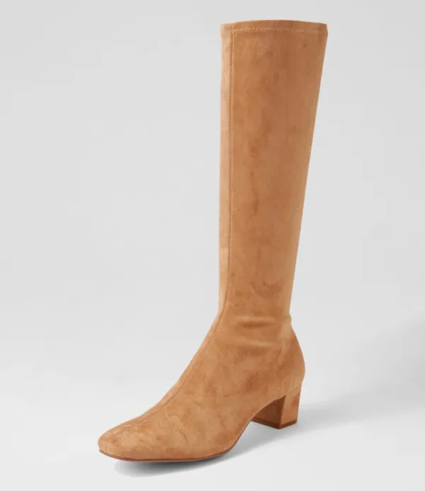 Women DJANGO & JULIETTE Hayleys Sandy Stretch Microsuede Knee High Boots