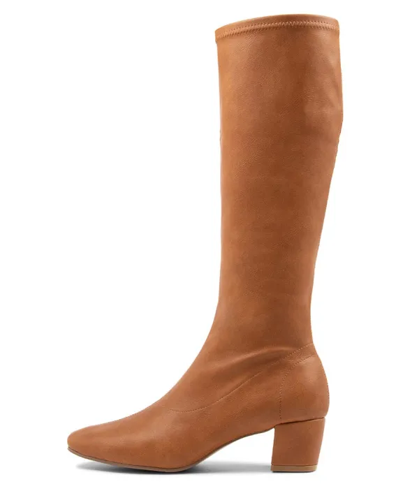 Women DJANGO & JULIETTE Hayleys Tan Stretch Knee High Boots