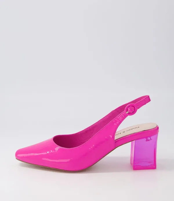 Women DJANGO & JULIETTE Hinnis Hot Pink Patent Leather Heels