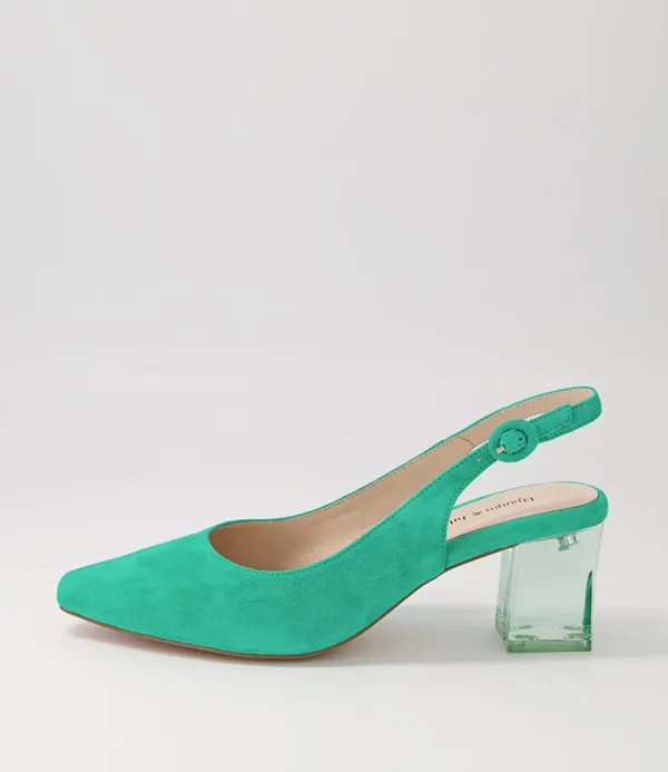 Women DJANGO & JULIETTE Hinnis Light Emerald Suede Heels