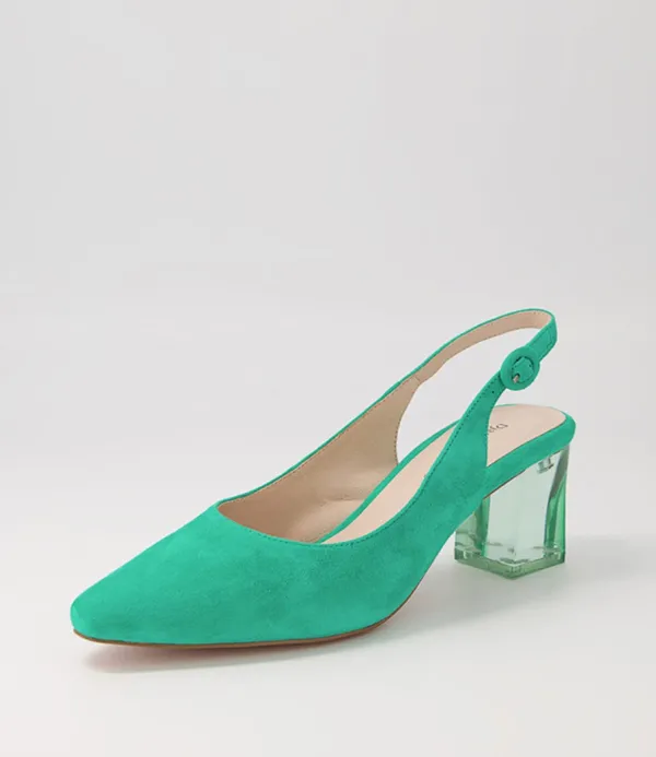 Women DJANGO & JULIETTE Hinnis Light Emerald Suede Heels