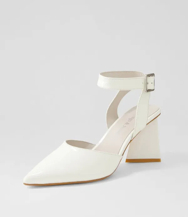 Women DJANGO & JULIETTE Hisa Ivory Patent Leather Heels