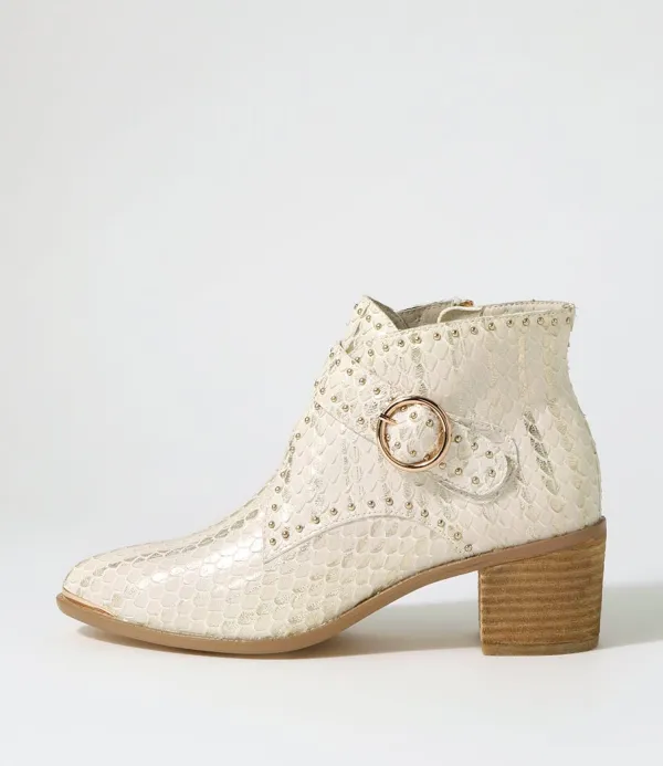 Women DJANGO & JULIETTE Hommes Almond Metallic Cut Leather Ankle Boots