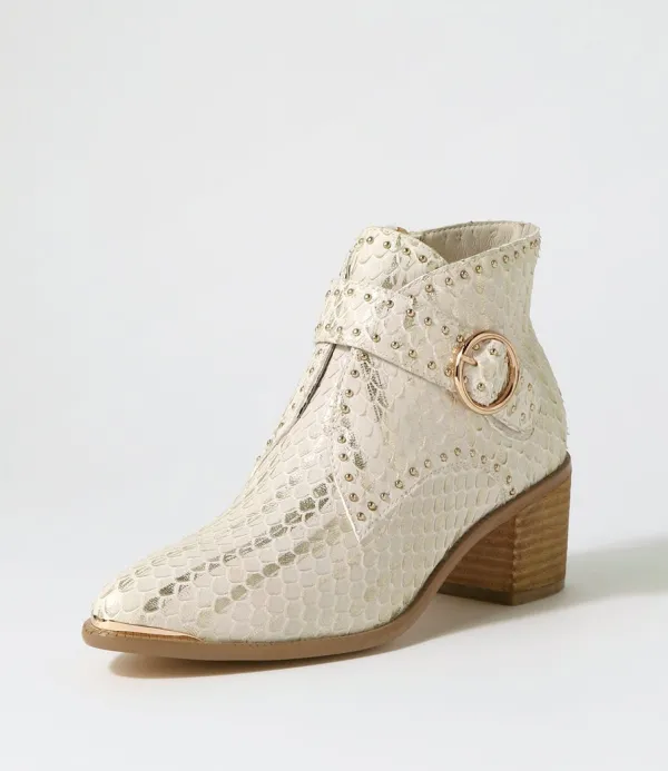 Women DJANGO & JULIETTE Hommes Almond Metallic Cut Leather Ankle Boots