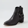 Women DJANGO & JULIETTE Hoyo Black Leather Ankle Boots